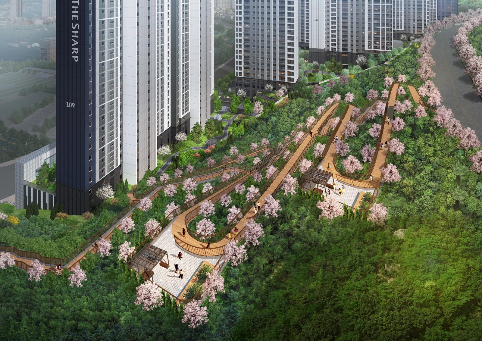 더샵 광양레이크센텀 단지 산책로